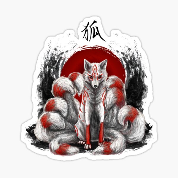 Japanese Nine Tailed Fox Kitsune Sticker