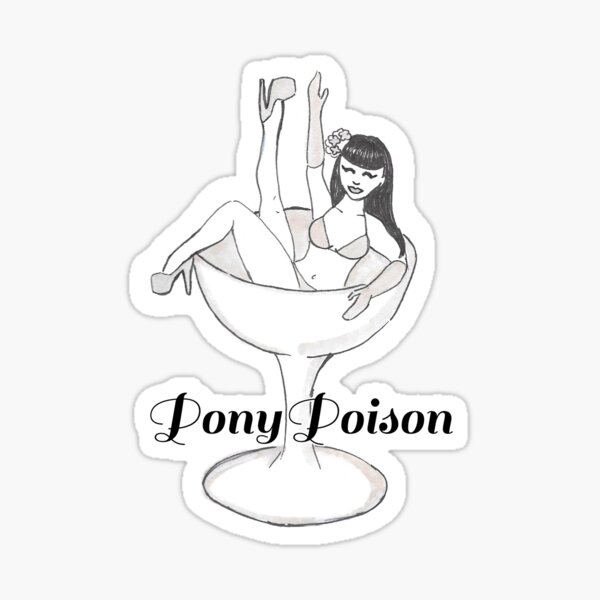 Pony Poison Champagne Glass Logo Sticker