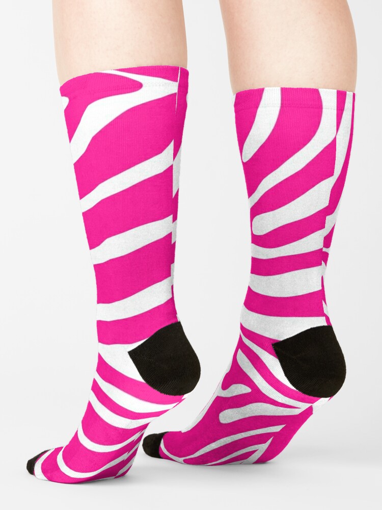 Shocking Pink and White Zebra Print Socks for Sale by CraftyCatz