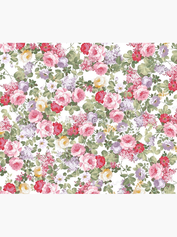 Thumbnail 6 of 6, Throw Blanket, Vintage elegant pink roses bohemian floral pattern designed and sold by Kicksdesign.