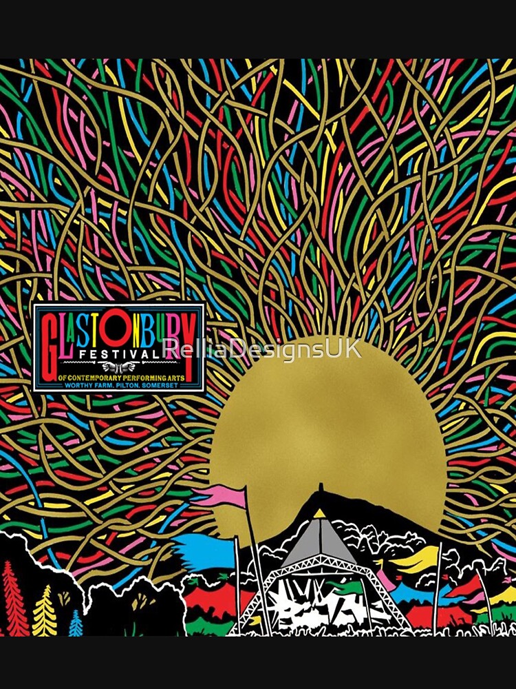 Glastonbury Festival Colourful Sunset Scene Graphic - perfect for Clothing, Prints & Merchandise by RelliaDesignsUK