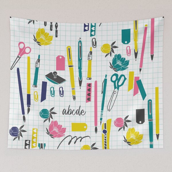 Item preview, Yellow Pink and Blue School Teacher Print - Back to school essentials designed and sold by kapotka.