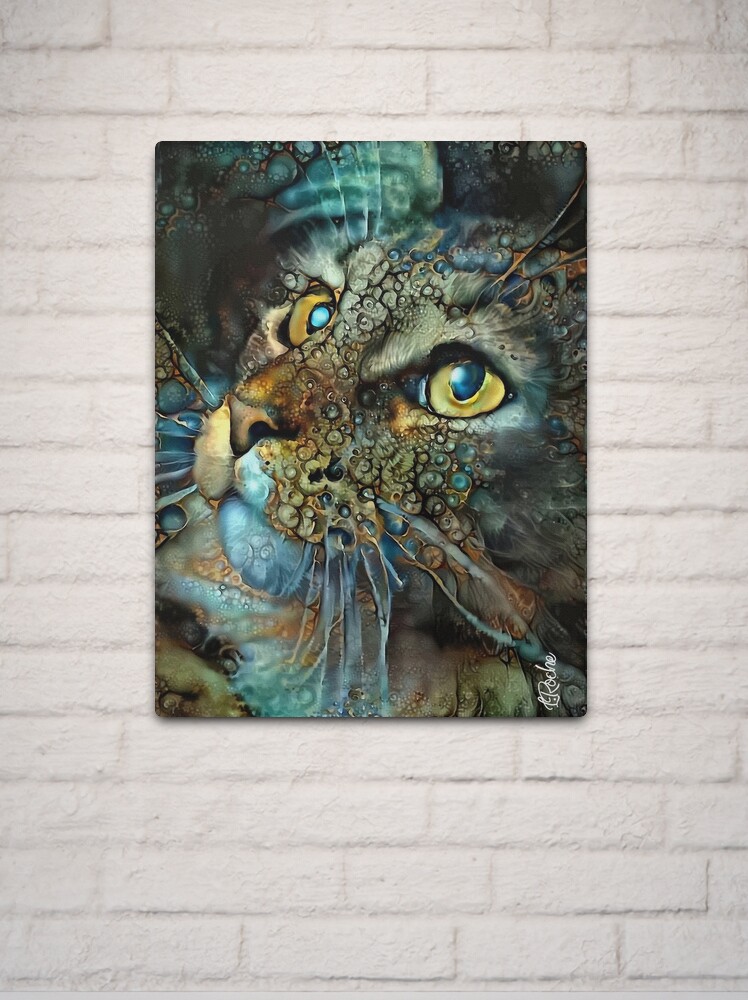 Thumbnail 2 of 4, Metal Print, Renata - Cat, cat, kitten, chat, read roche paintings designed and sold by L. ROCHE.