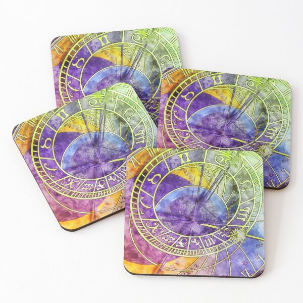Item preview, Zodiac Abstract Clock in Yellow, Blue and Green designed and sold by Paulele.