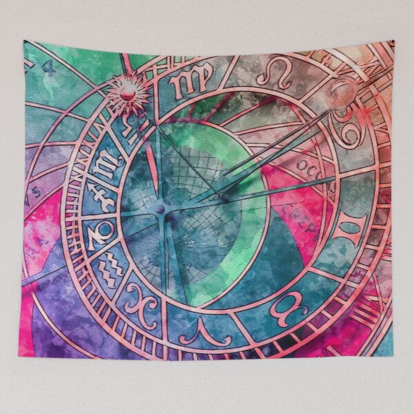 Item preview, Zodiac Abstract Clock in Pink and Purple designed and sold by Paulele.