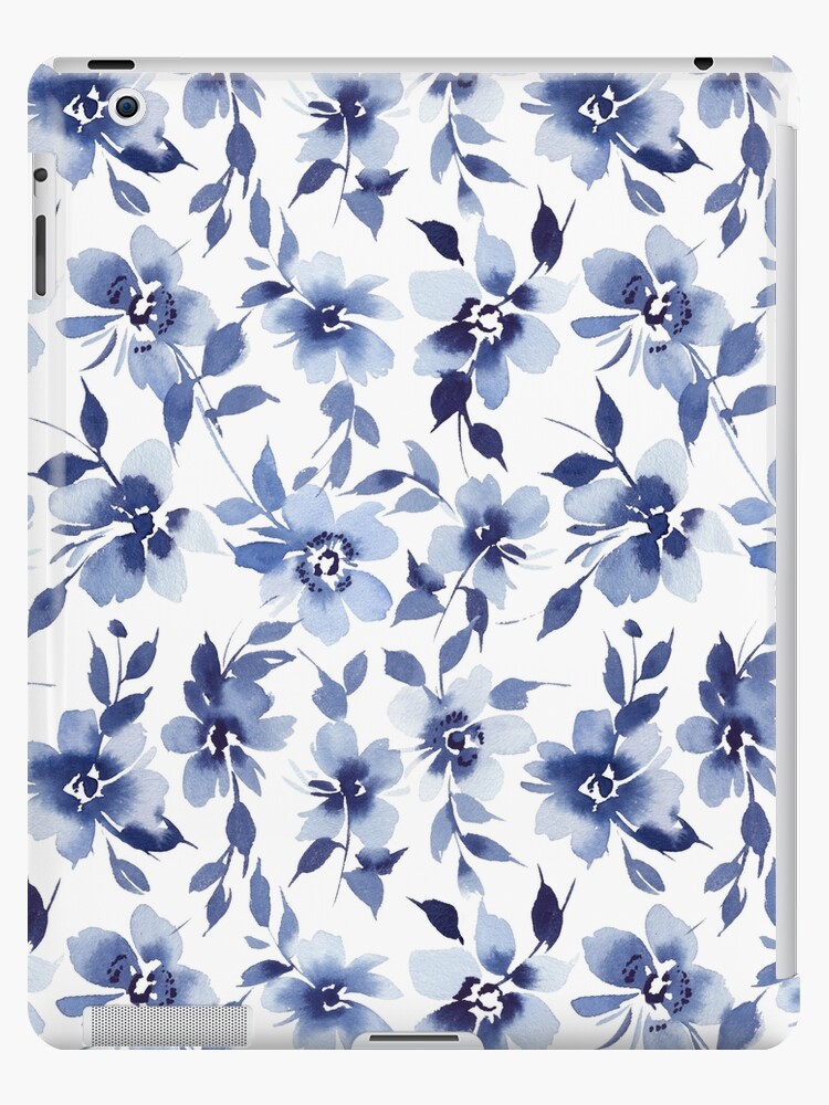 L014118 Chocolate Transfer Sheets - Blue Flowers White Background 