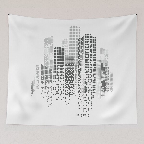 Item preview, Pixel City. A stylized image of an urban landscape. designed and sold by CatCoconut-Art.