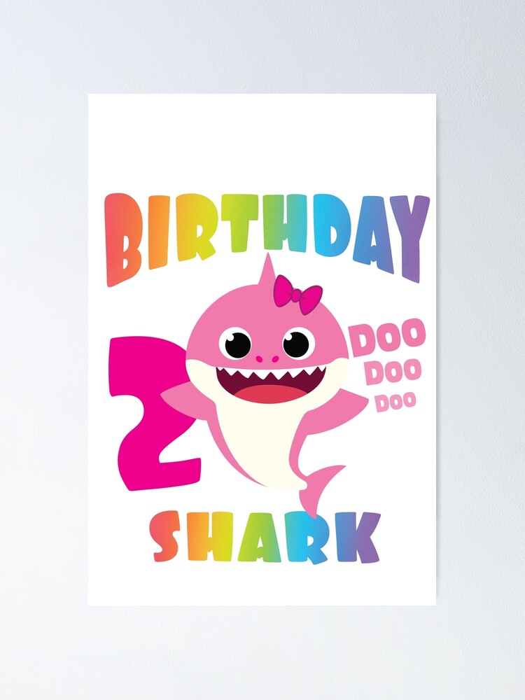 Póster «Birthday Girl Shark Gift Cute Baby Shark Design Juego familiar