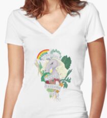 Bad*ss Vegan Unicorn Women's Fitted V-Neck T-Shirt