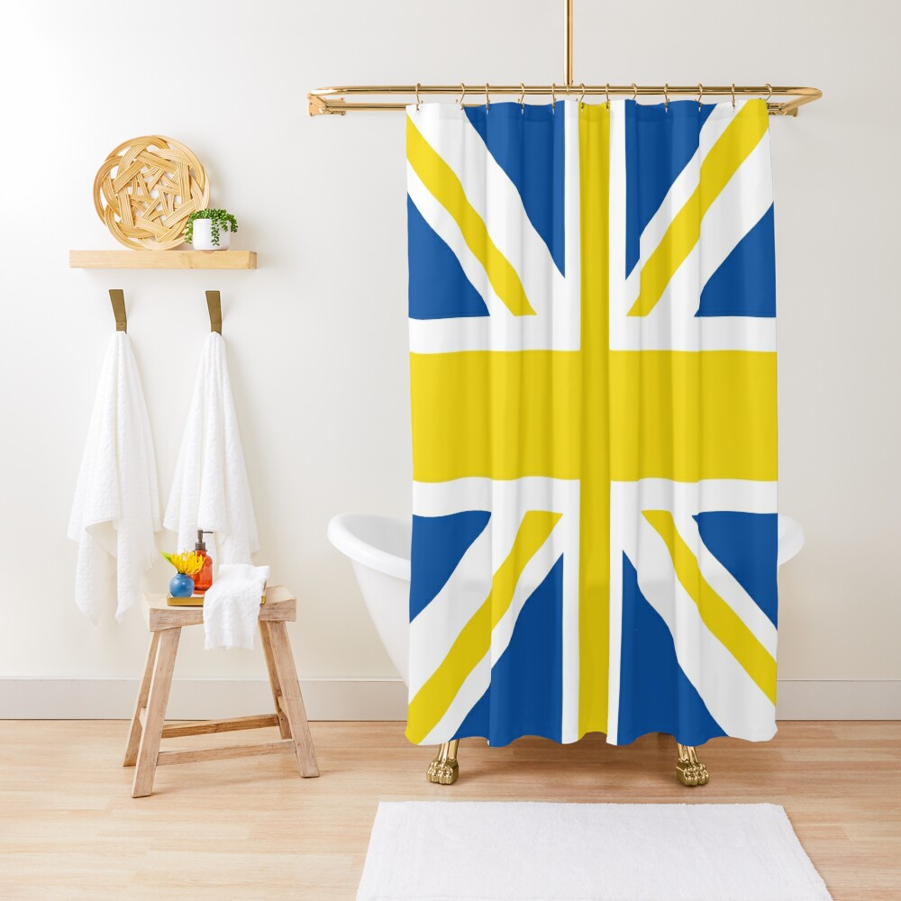 New Leeds Blue White Yellow Union Jack Flag Shower Curtain CS-01DHI6PA