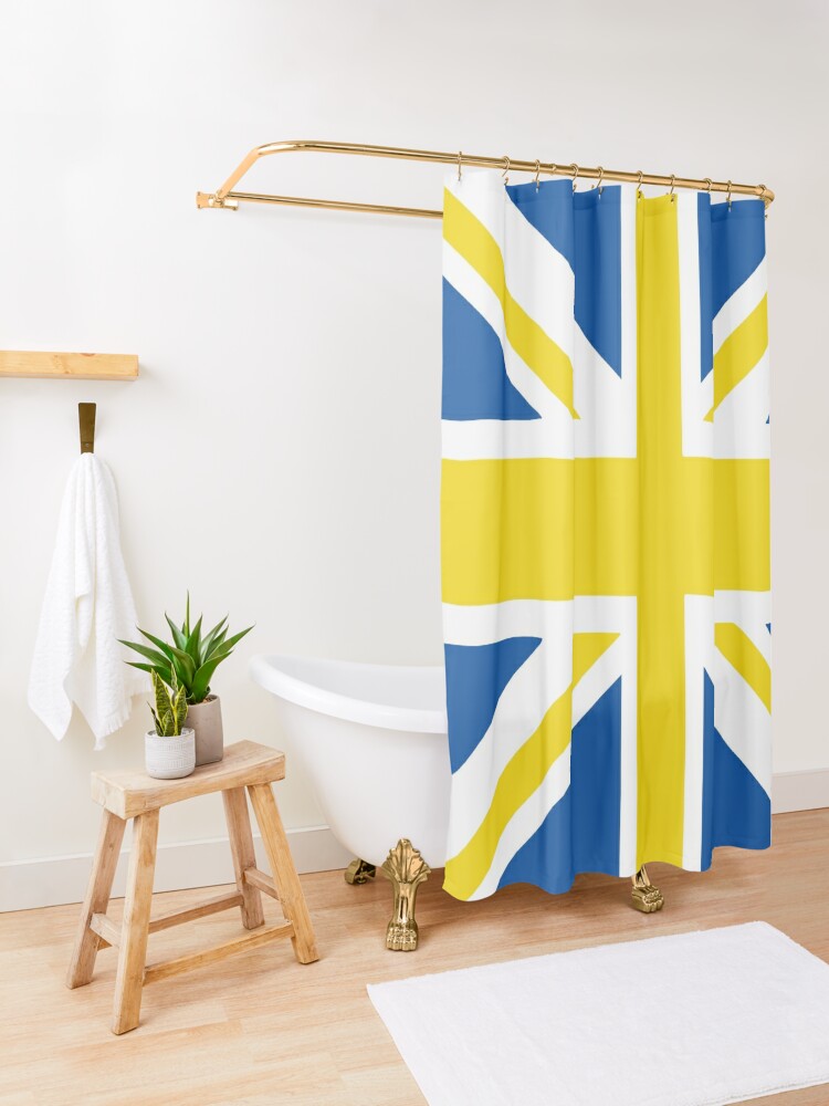 New Leeds Blue White Yellow Union Jack Flag Shower Curtain CS-01DHI6PA