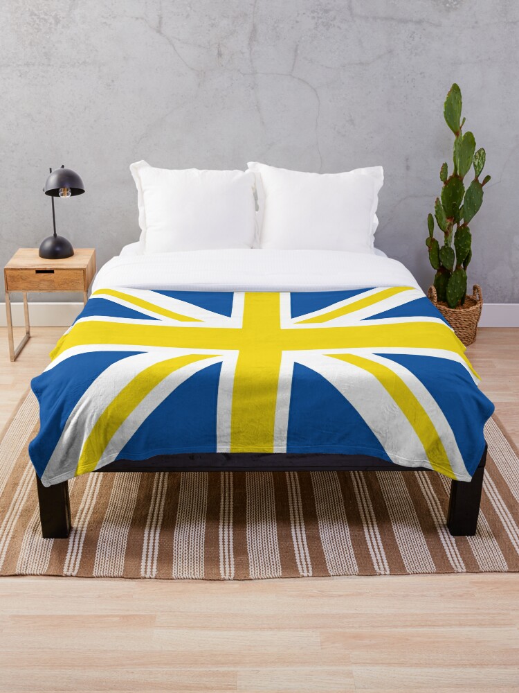 Leeds Blue White Yellow Union Jack Flag Throw Blanket By Culture