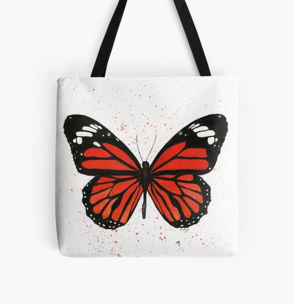 Black Red Butterfly Travel Duffel Bag, Abstract