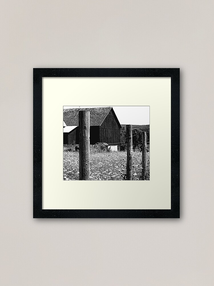 Alternate view of All the Queens Barn /Features Field of Queen Ann Lace/Fence Framed Art Print