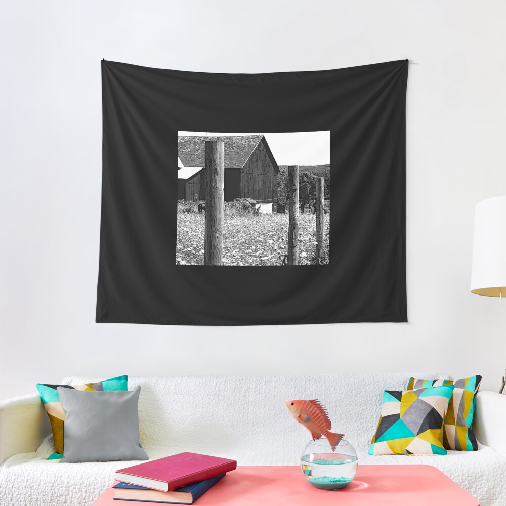 All the Queens Barn /Features Field of Queen Ann Lace/Fence Tapestry