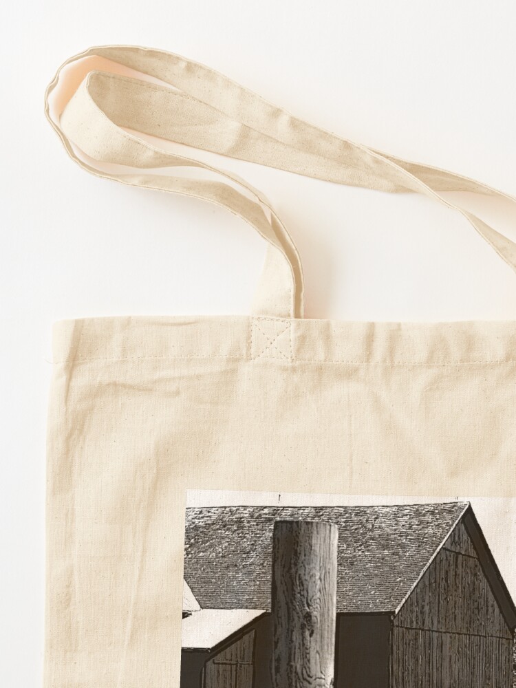 Alternate view of All the Queens Barn /Features Field of Queen Ann Lace/Fence Tote Bag