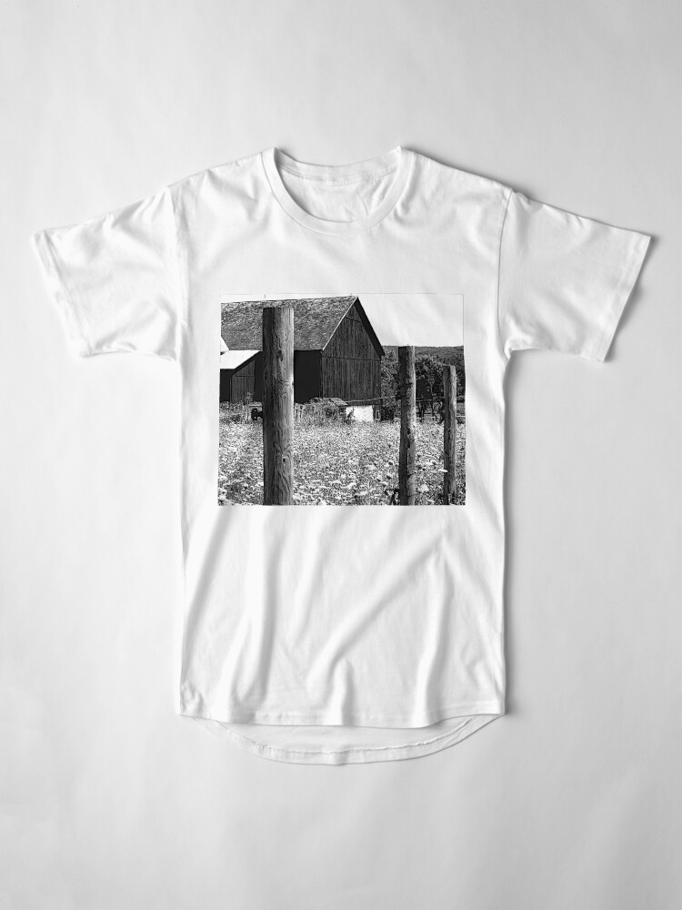 Alternate view of All the Queens Barn /Features Field of Queen Ann Lace/Fence Long T-Shirt