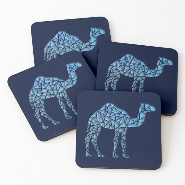 Item preview, geometric desert inspired, navy blue and aqua geometric camel with hues from the Red Sea. designed and sold by CreatEVEdesign.