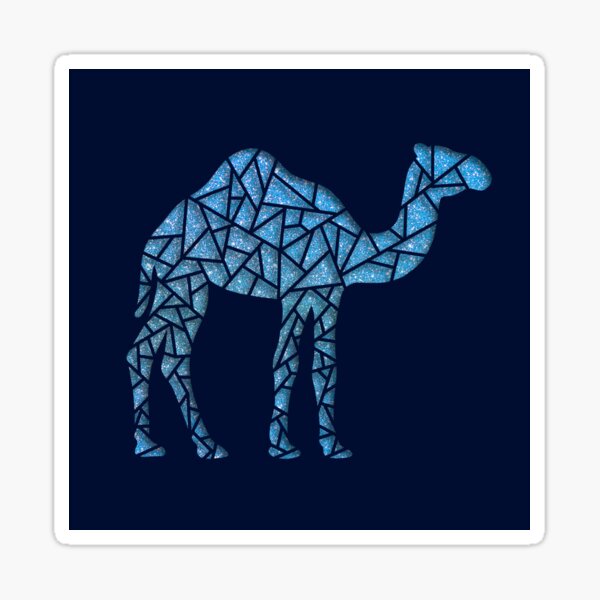geometric desert inspired, navy blue and aqua geometric camel with hues from the Red Sea. Sticker