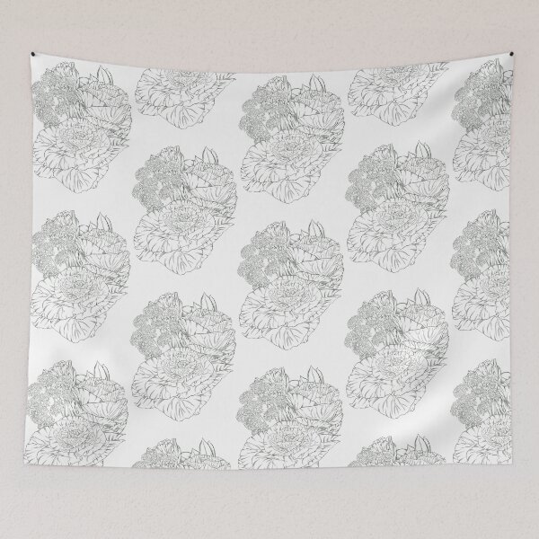 Item preview, Monochrome Cabbage rose bouquet - white designed and sold by heydaydesign.