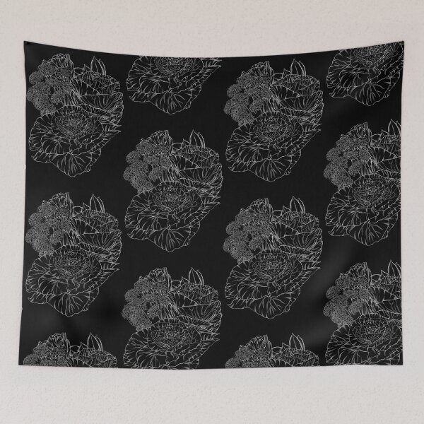 Item preview, Monochrome cabbage rose bouquet - black designed and sold by heydaydesign.