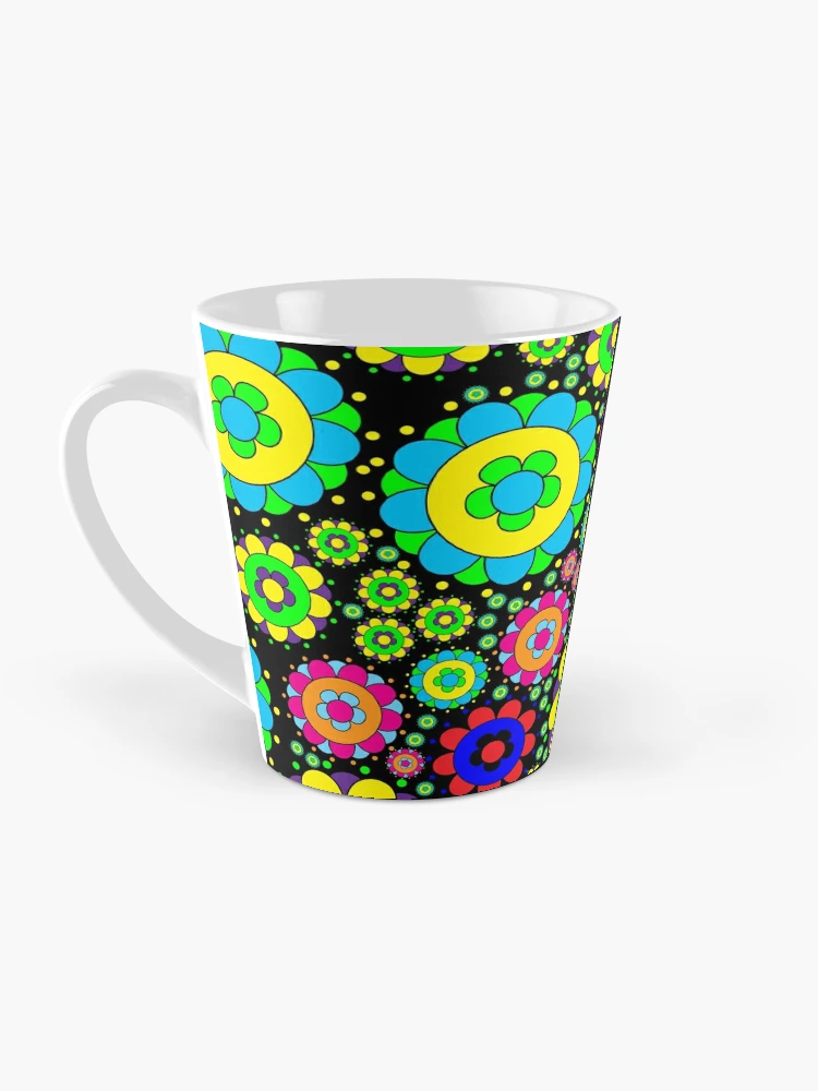 70s Flower Mug, White Ceramic Mug, Retro Design, Groovy Gift, Y2k Aesthetic,  Flower Power, Kitchen, Drinks, 70s, Coffee, Birthday Gift 