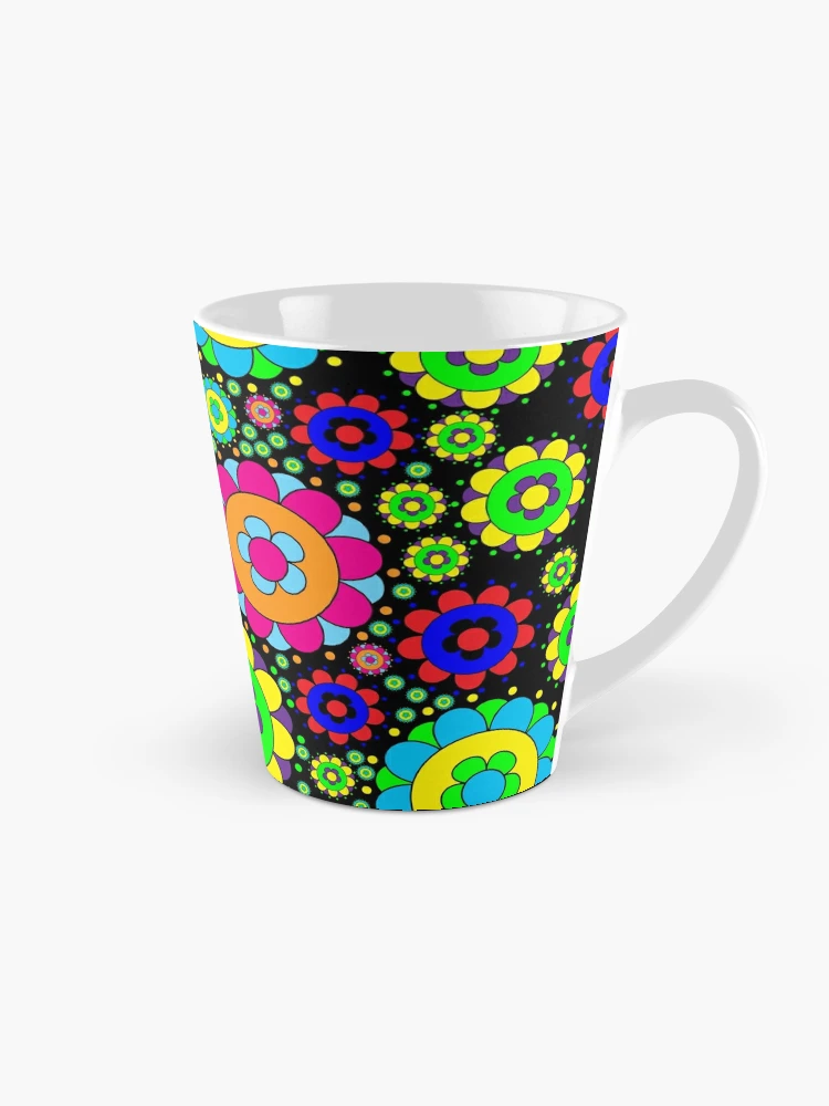 70s Flower Mug, White Ceramic Mug, Retro Design, Groovy Gift, Y2k Aesthetic,  Flower Power, Kitchen, Drinks, 70s, Coffee, Birthday Gift 