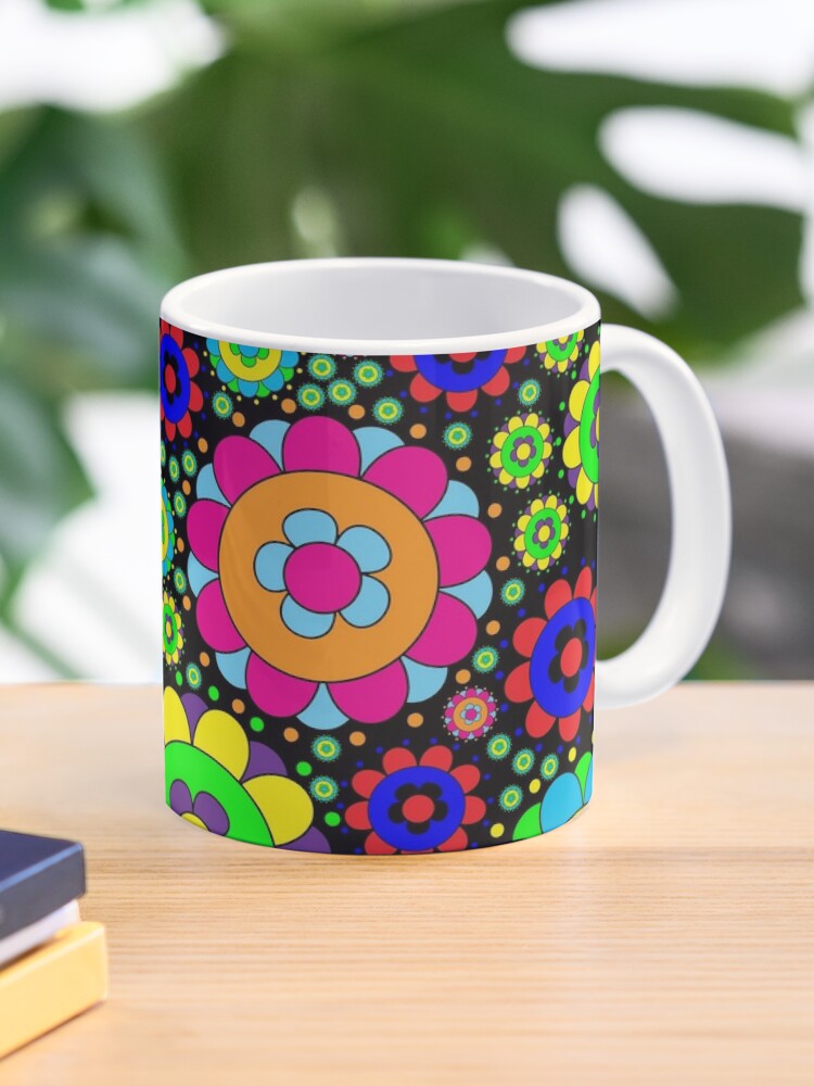 Retro Flower Mug Flower Mug Coffee Mug Clear Coffee Mug Trendy