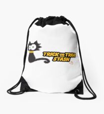 Black Cat Trick or Treat Stash Drawstring Bag