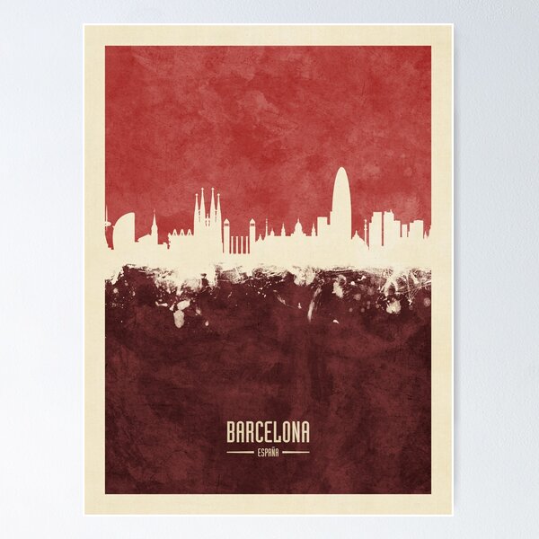 Item preview, Barcelona Spain Skyline designed and sold by ArtPrints.