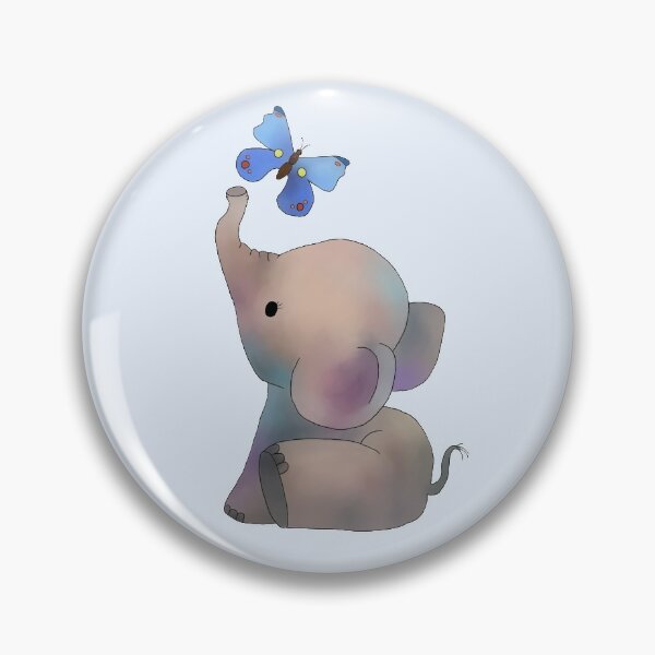 Elefant mit Schmetterling Button