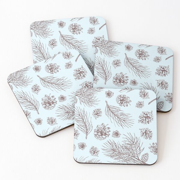 Item preview, Pine Cones and Pine Branches Pattern (Light Blue and Sepia) designed and sold by illucalliart.