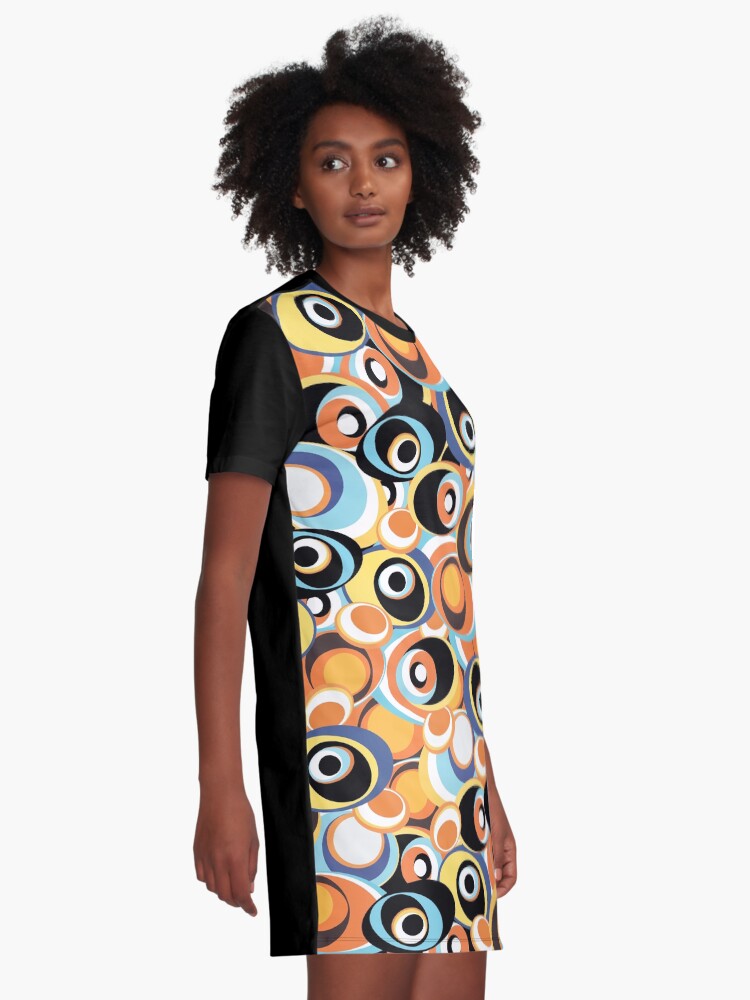 Alternate view of 60s 70s Hippie Bohemian Festival Hippie Flower Power Graphic T-Shirt Dress