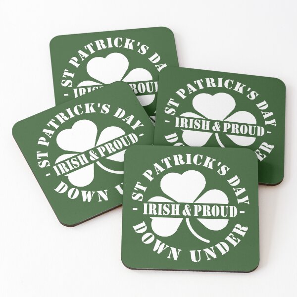 St Patricks Day Down Under Irish and Proud Coasters (Set of 4)