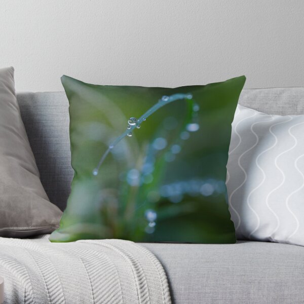 Water drops on leaves (2) Throw Pillow