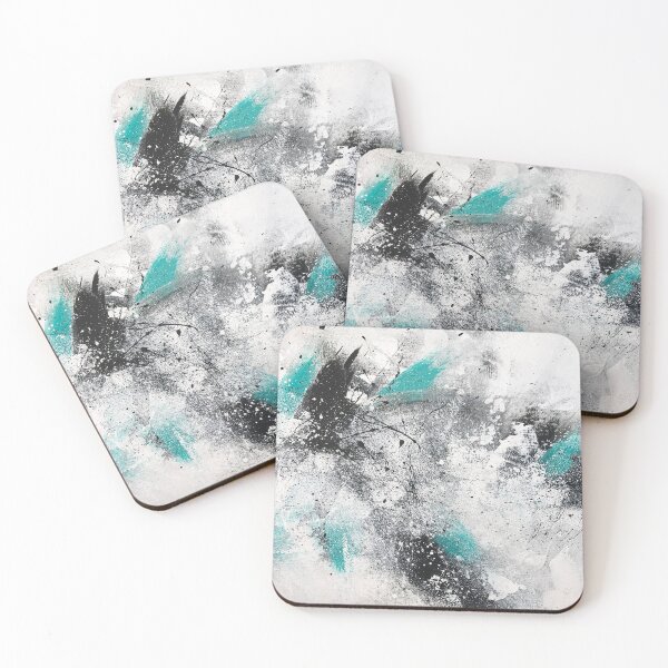 Aperçu de l'œuvre Peinture abstraite turquoise et noire # 59 créée et vendue par emberstudio.