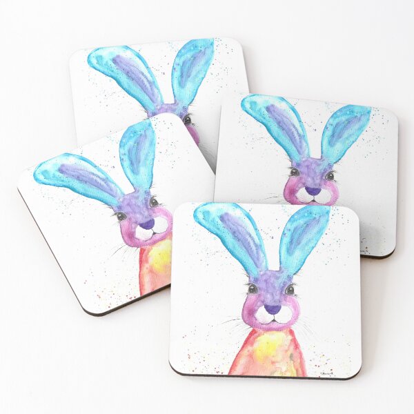 Item preview, Rainbow hare watercolour painting  designed and sold by Monika Howarth.