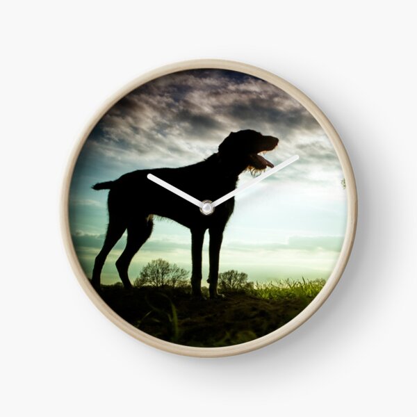 German Wirehaired Pointer Sunset Clock