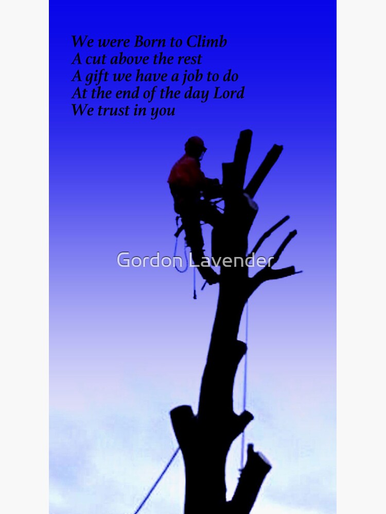 "Arborist Chainsaw Tree Surgeon Prayer for climbers" Sticker for Sale