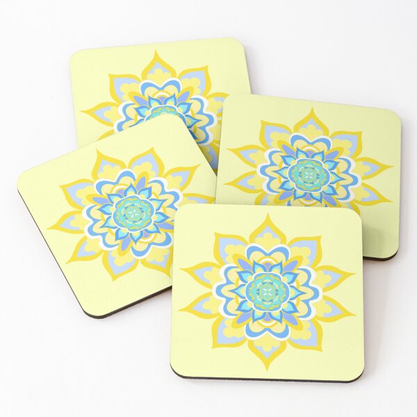 Item preview, Yellow and blue Floral Mandala designed and sold by Orchyd.