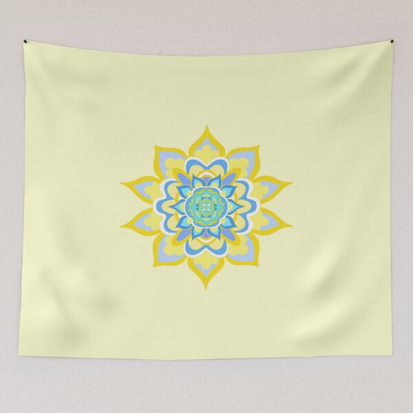 Item preview, Yellow and blue Floral Mandala designed and sold by Orchyd.