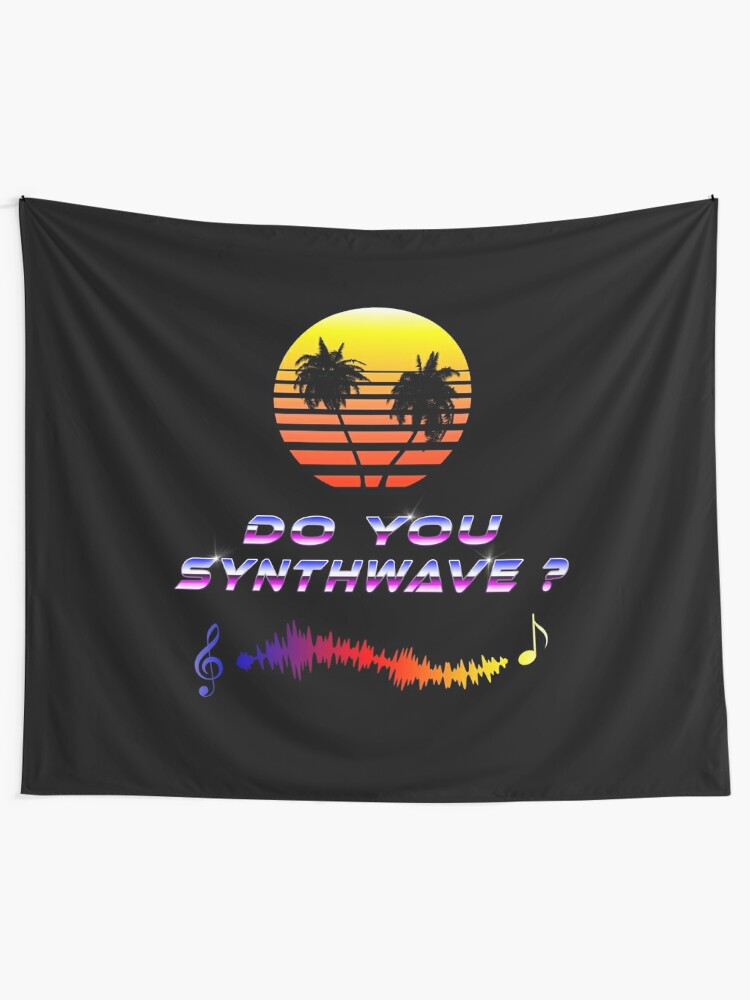 Alternate view of Do You Synthwave (with palm trees) Tapestry
