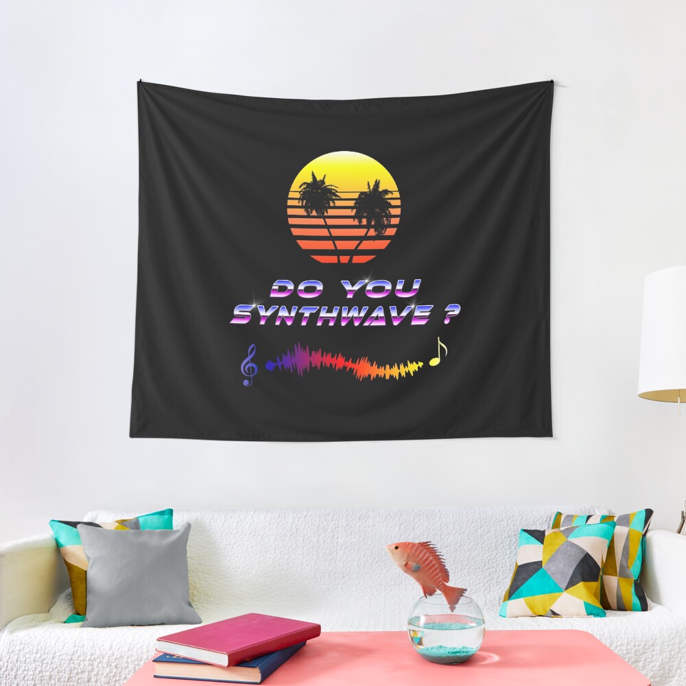 Do You Synthwave (with palm trees) Tapestry