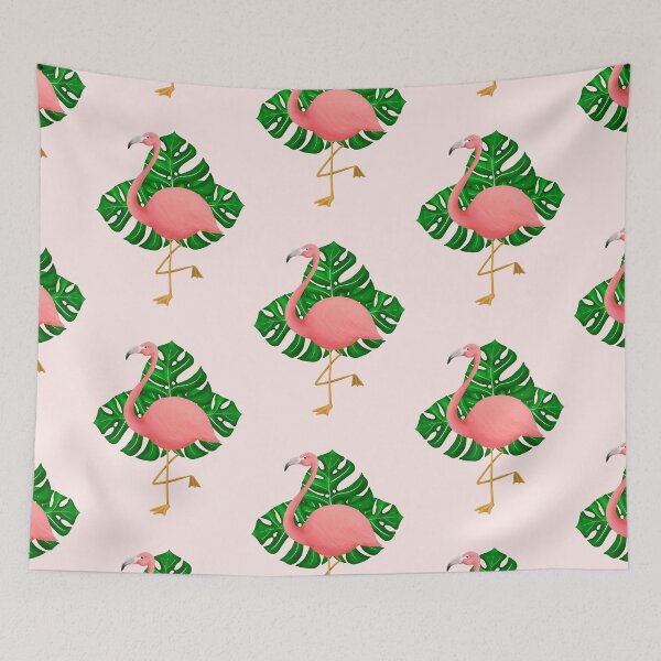 Item preview, Flamingo and Monstera - Pink designed and sold by Ellanadoesart.
