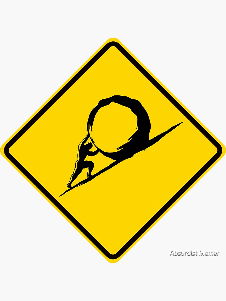 Thumbnail 3 of 3, Sticker, Sisyphus Crossing designed and sold by AbsurdistMemer.