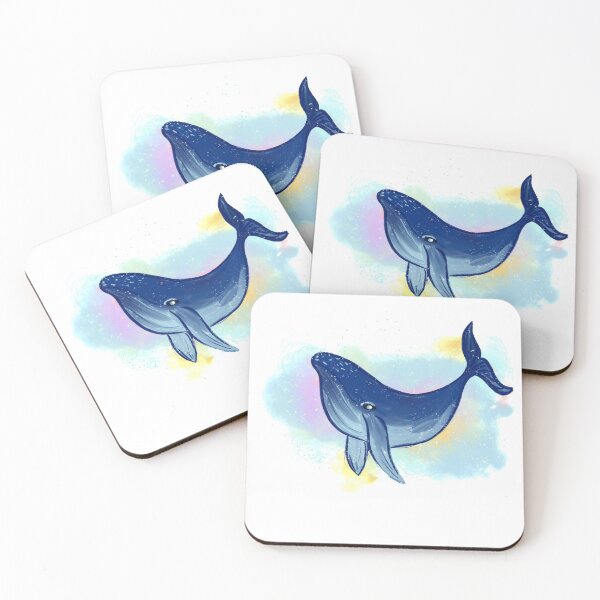 Item preview, Cute blue whale with purple and blue fantasy background designed and sold by Ilze Lucero.