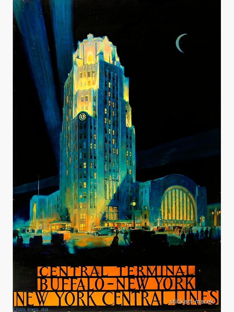 Discover Central Terminal Buffalo New York vintage travel poster Premium Matte Vertical Poster