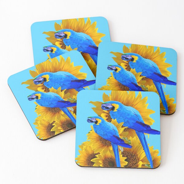 Item preview, BLUE MACAWS  & YELLOW SUNFLOWER FLORAL ART designed and sold by sharlesart.