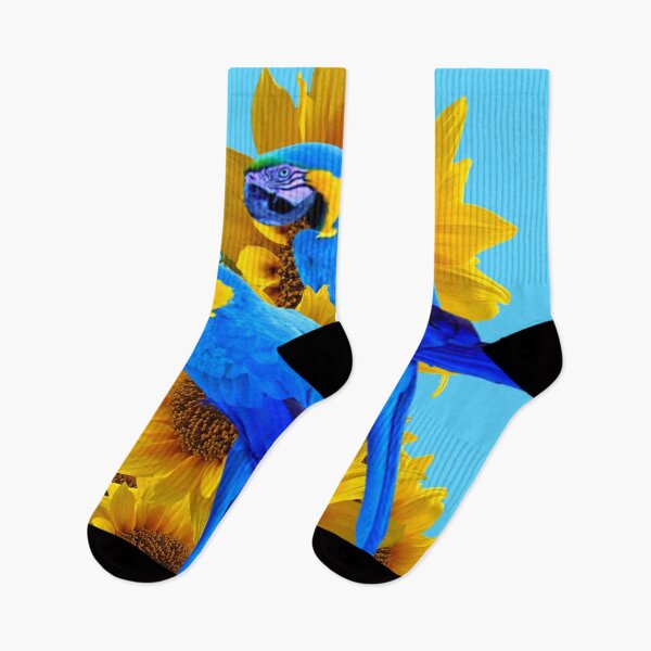 Item preview, BLUE MACAWS  & YELLOW SUNFLOWER FLORAL ART designed and sold by sharlesart.