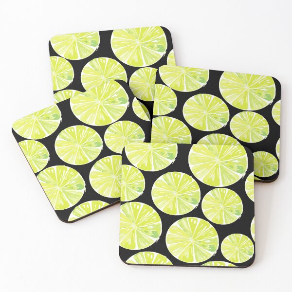 Item preview, Round Juicy Limes (Black) designed and sold by Aquarela1.